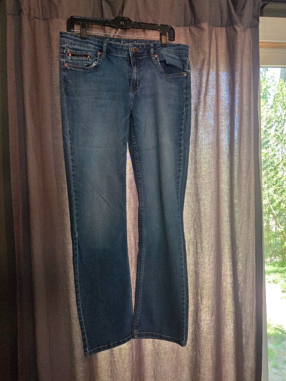 Calvin Klein Women Straight Leg Mid Rise Denim Blue Jean Sz 32x32